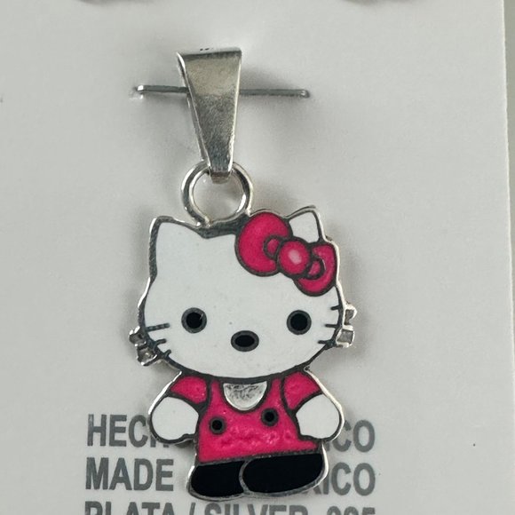 Hello Kitty Silver 925 Earrings & Pendant Set Trendy Girls Jewelry Made In Mexic - Picture 5 of 10